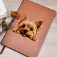 Silky Terrier Peeking - Vegan Leather Journal