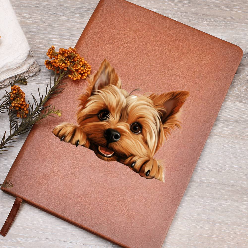 Silky Terrier Peeking - Vegan Leather Journal