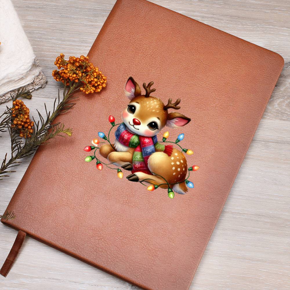 Cute Christmas Reindeer 024 - Vegan Leather Journal