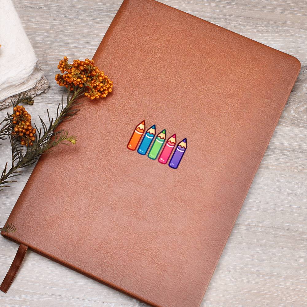 Cute Back to School Sticker 050 - Vegan Leather Journal