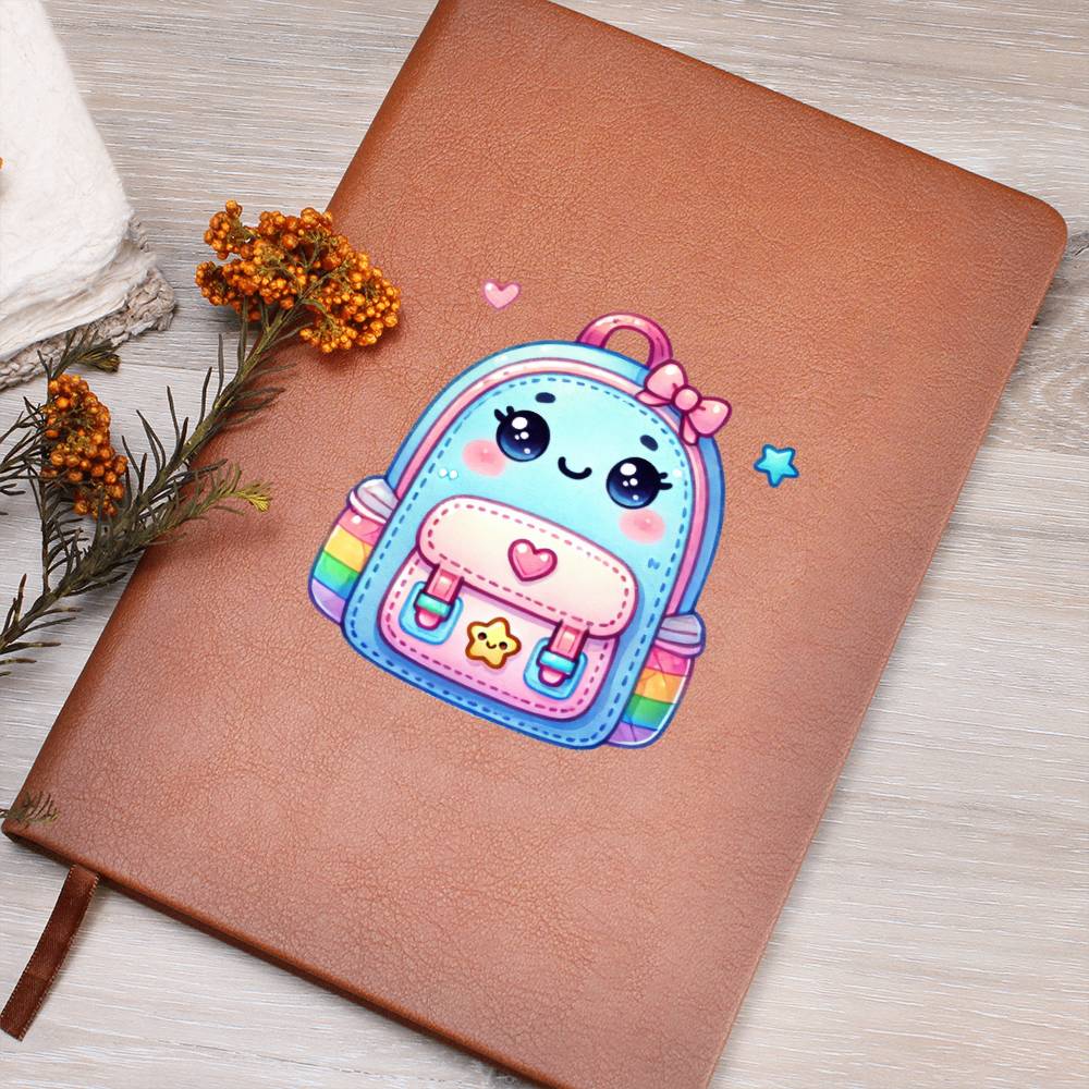 Cute Back to School Sticker 001 - Vegan Leather Journal