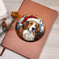Dog Stained Glass Christmas Design 024 - Vegan Leather Journal