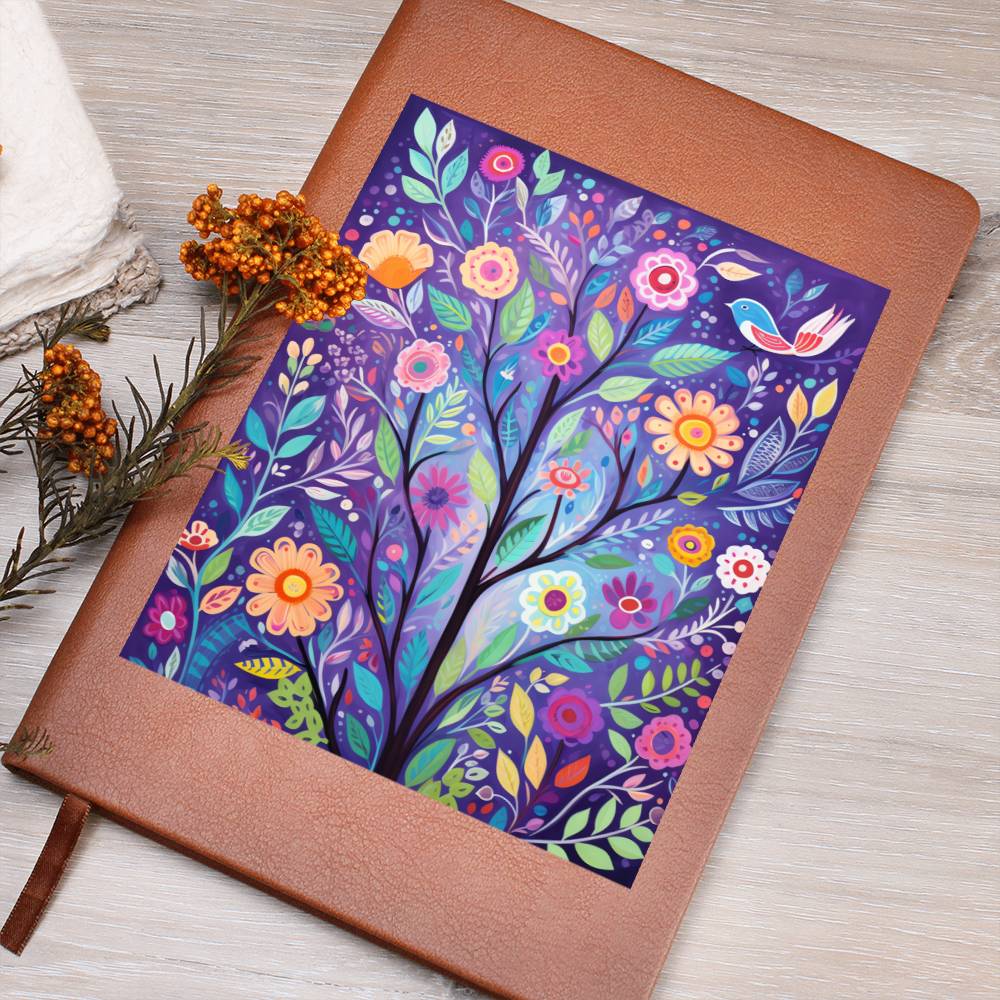 Birds And Floral Design 117 - Vegan Leather Journal