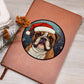 Dog Stained Glass Christmas Design 031 - Vegan Leather Journal