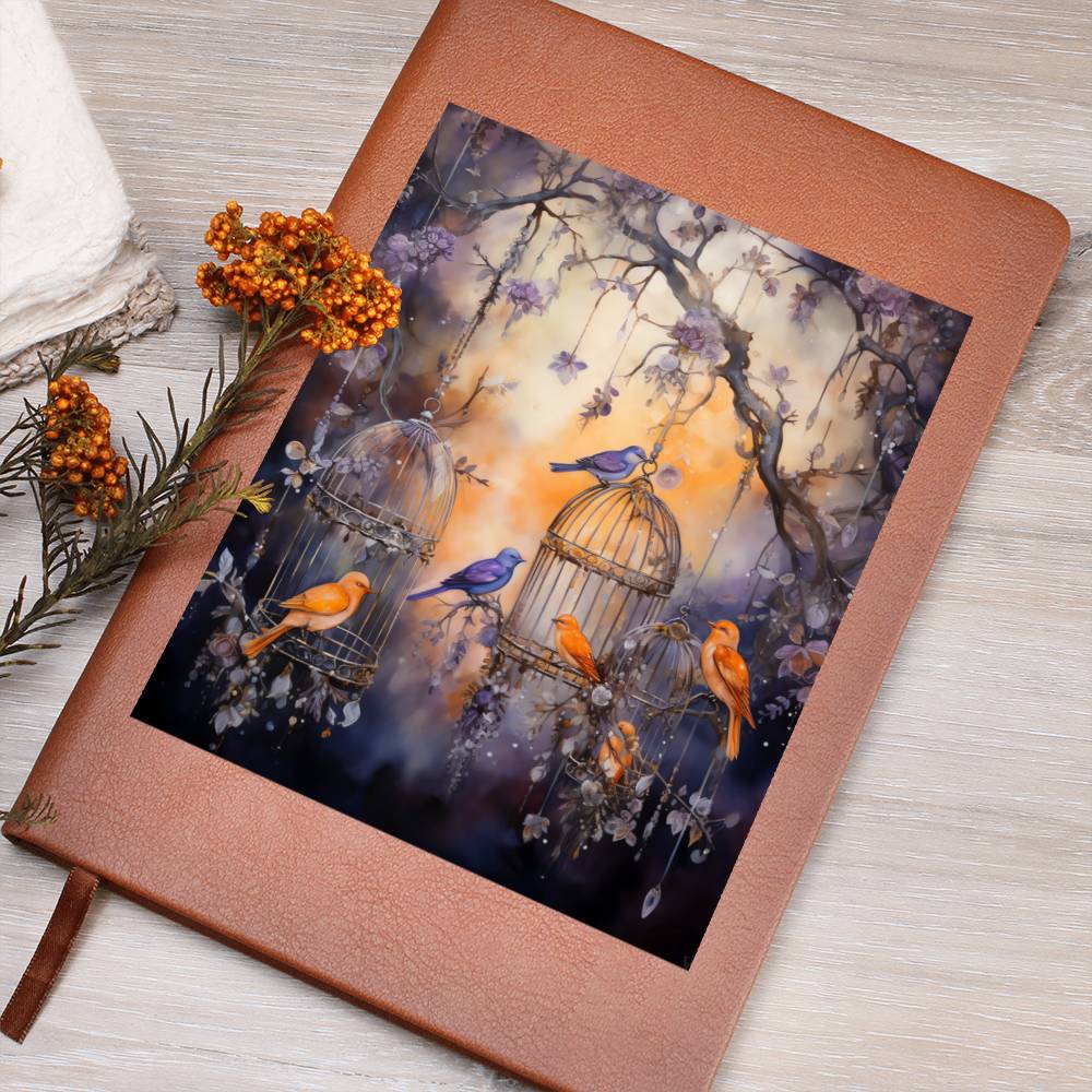 Birds And Floral Design 127 - Vegan Leather Journal