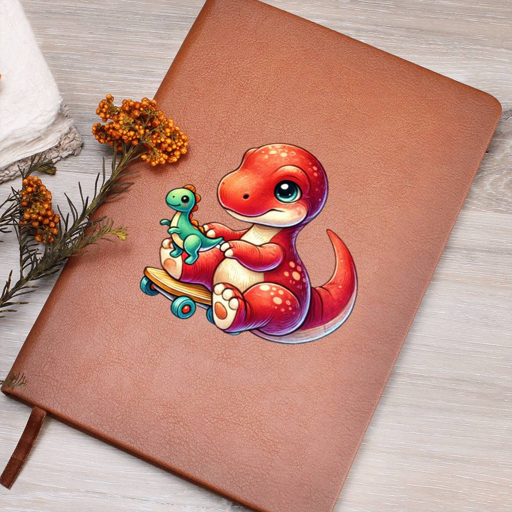 Colorful Baby Dinosaur 005 - Vegan Leather Journal