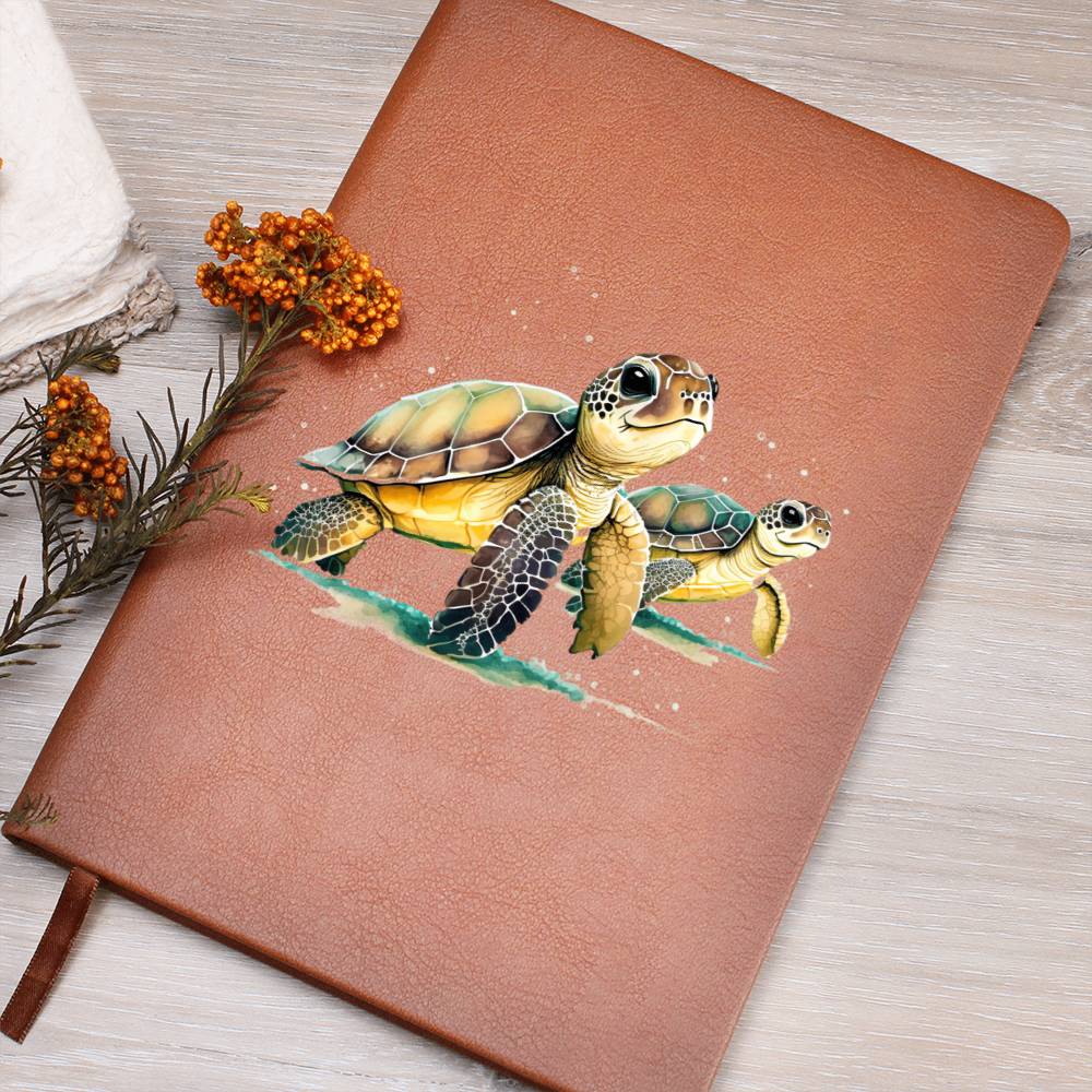 Cute Sea Turtle 018 - Vegan Leather Journal