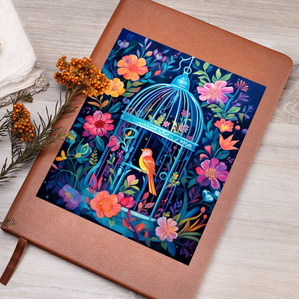Birds And Floral Design 167 - Vegan Leather Journal