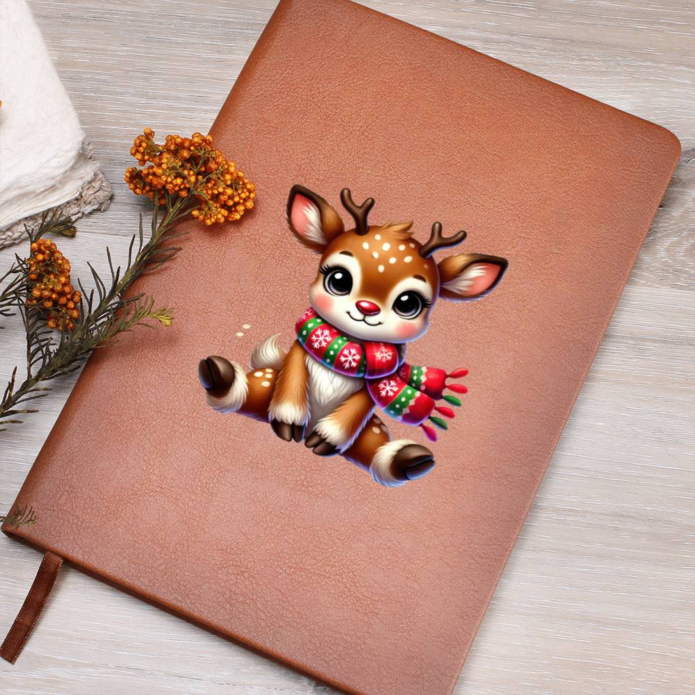 Cute Christmas Reindeer 007 - Vegan Leather Journal