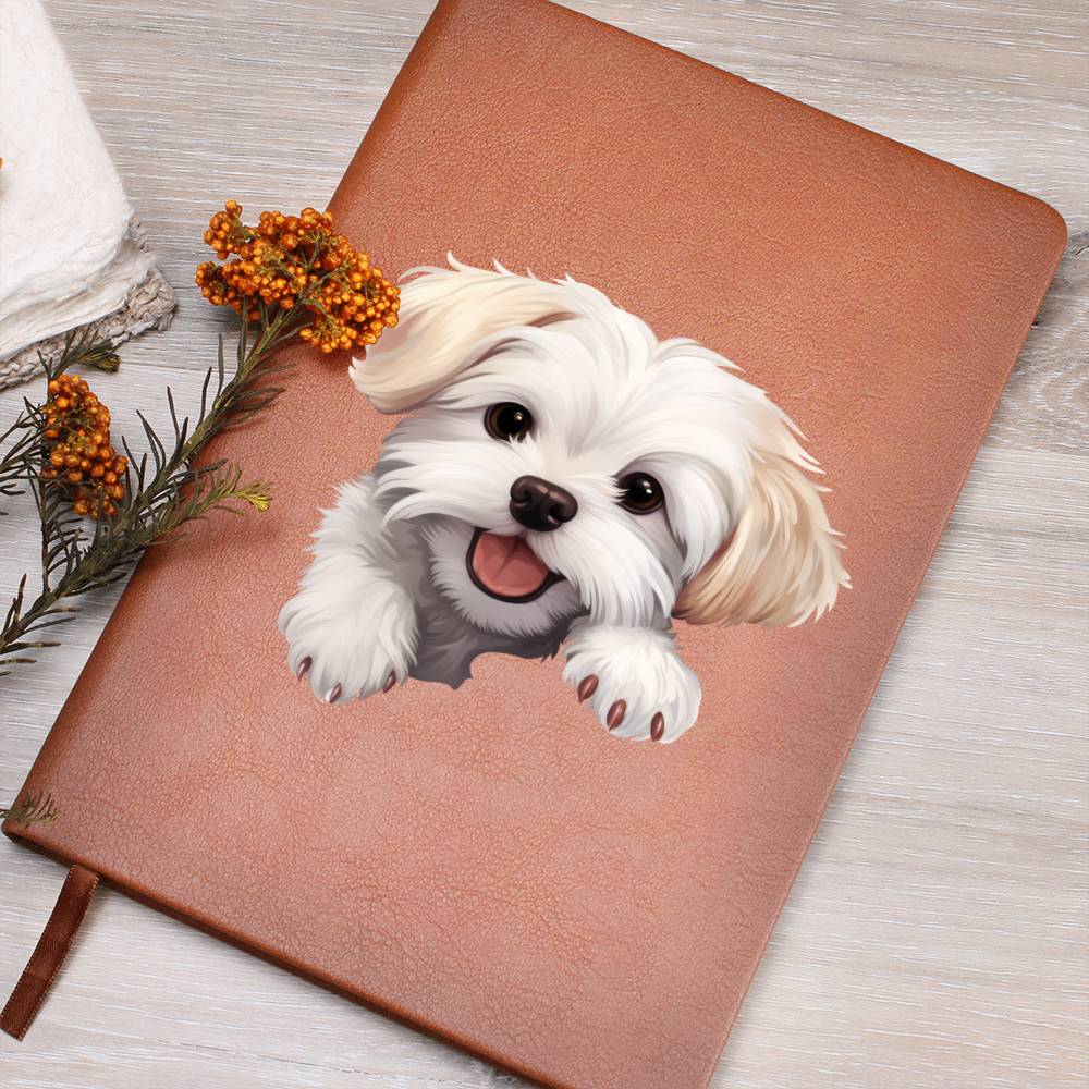 Maltese Peeking - Vegan Leather Journal
