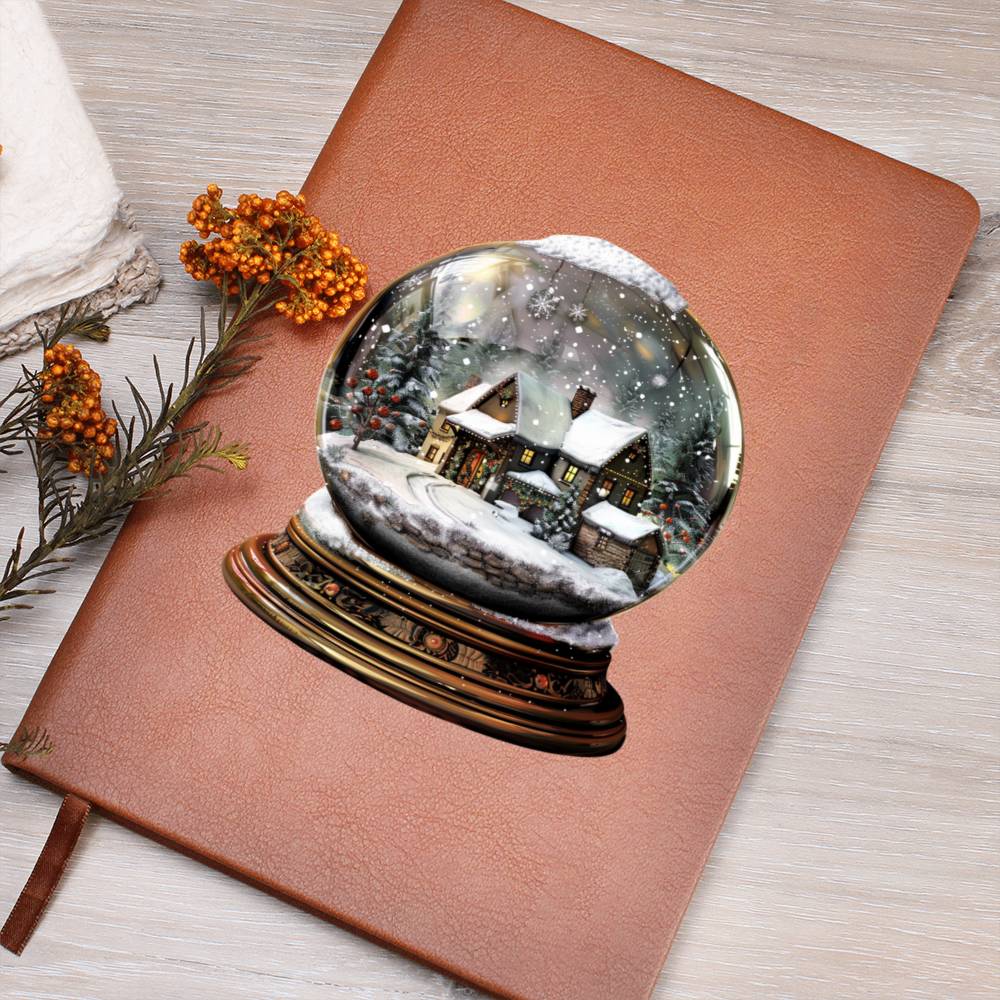 Watercolor Christmas Snow Globe 022 - Vegan Leather Journal