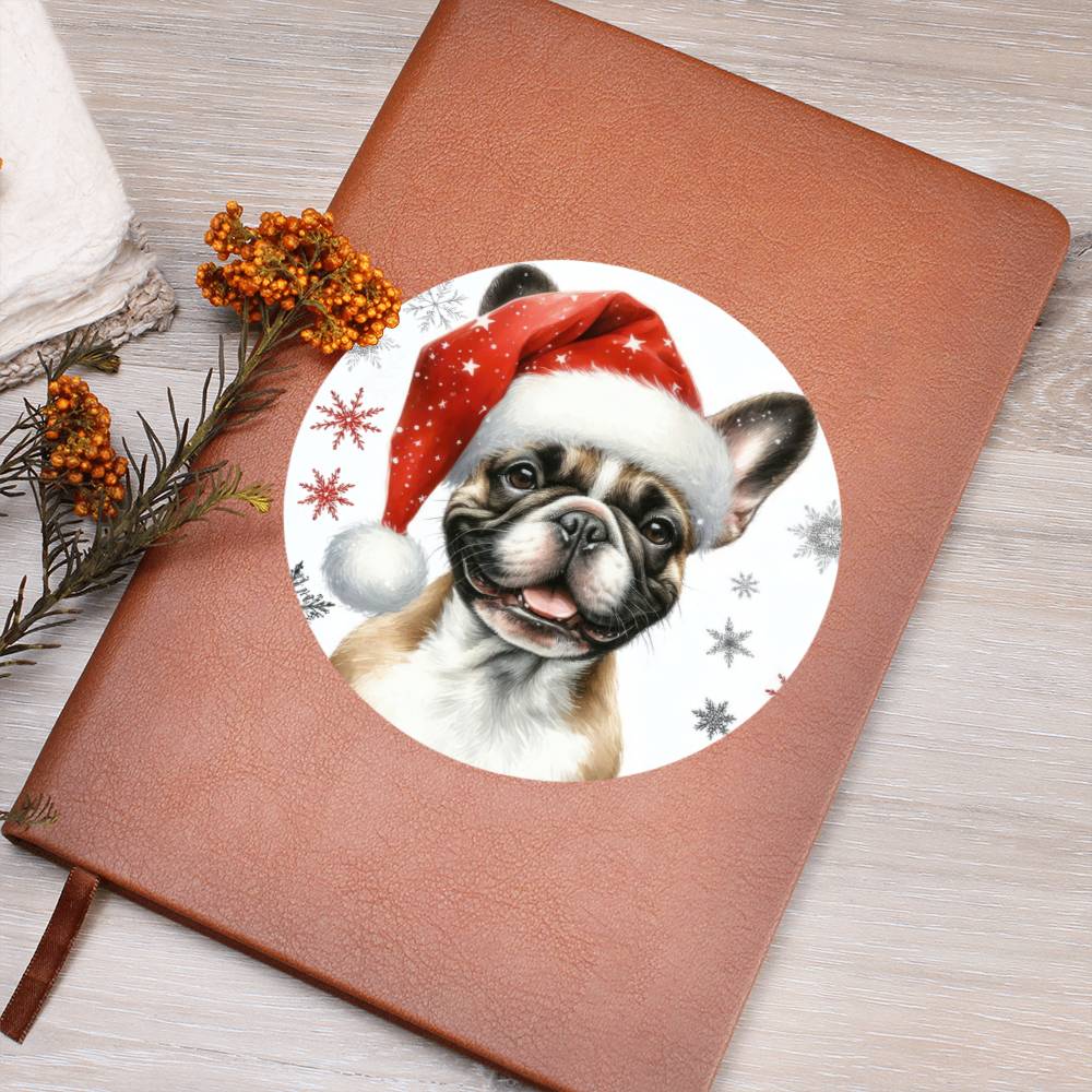 Christmas Dog - French Bulldog - Vegan Leather Journal