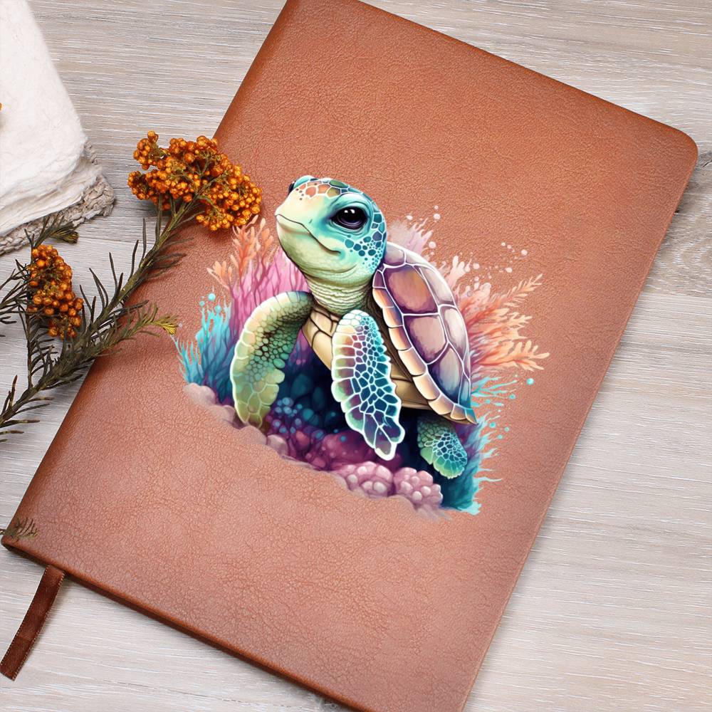 Cute Sea Turtle 012 - Vegan Leather Journal