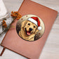 Dog Stained Glass Christmas Design 027 - Vegan Leather Journal