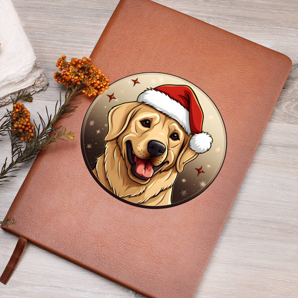 Dog Stained Glass Christmas Design 027 - Vegan Leather Journal