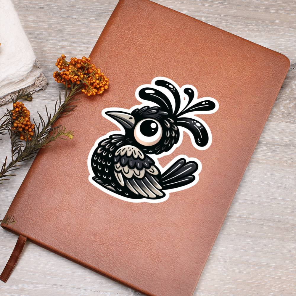 Cute Umbrellabird sticker 205 - Vegan Leather Journal