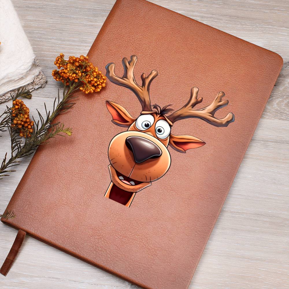 Funny Reindeer Face 03 - Vegan Leather Journal