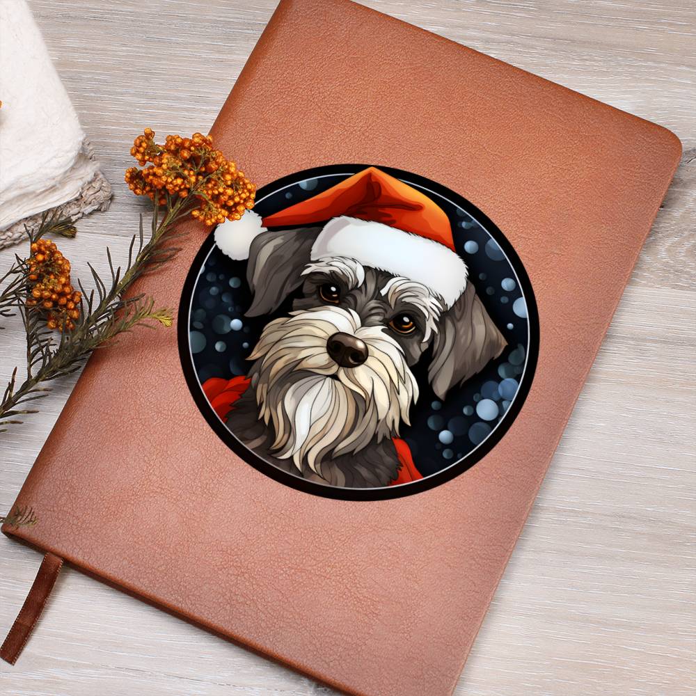 Dog Stained Glass Christmas Design 018 - Vegan Leather Journal