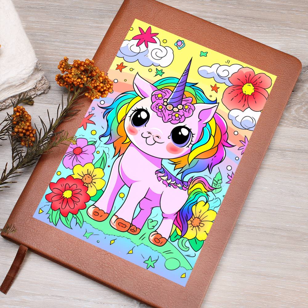 Cute Unicorn 112 - Vegan Leather Journal