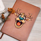 Funny Reindeer Face 18 - Vegan Leather Journal