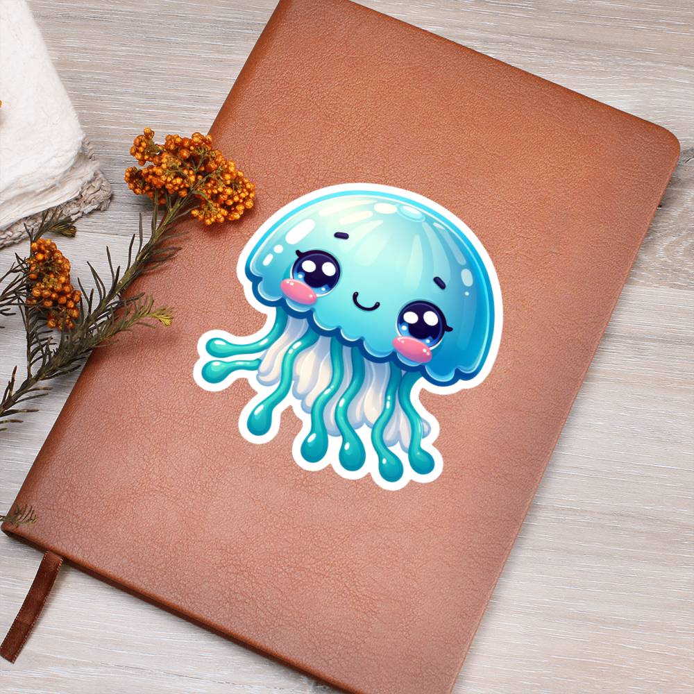 Cute Jellyfish sticker 74 - Vegan Leather Journal