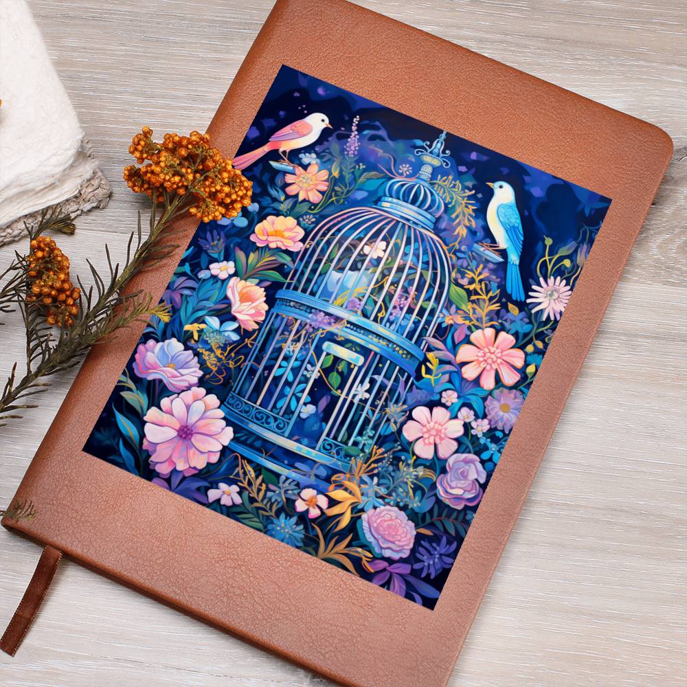 Birds And Floral Design 139 - Vegan Leather Journal