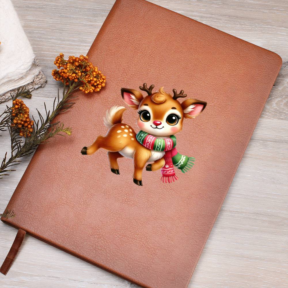 Cute Christmas Reindeer 008 - Vegan Leather Journal