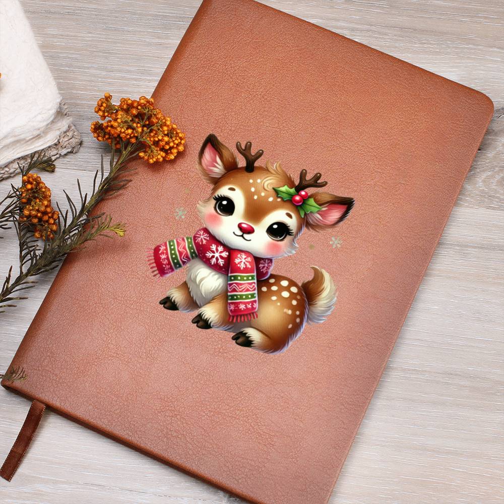 Cute Christmas Reindeer 016 - Vegan Leather Journal