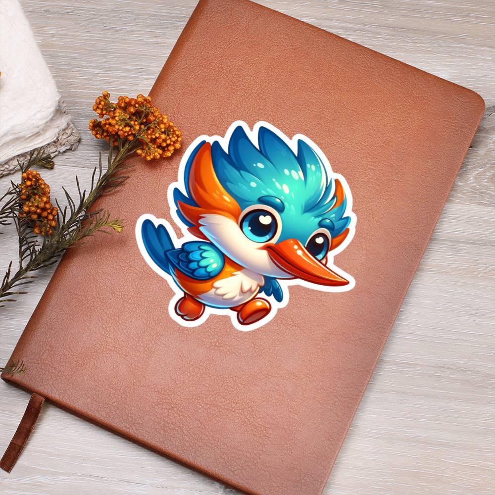 Cute kingfisher sticker 78 - Vegan Leather Journal