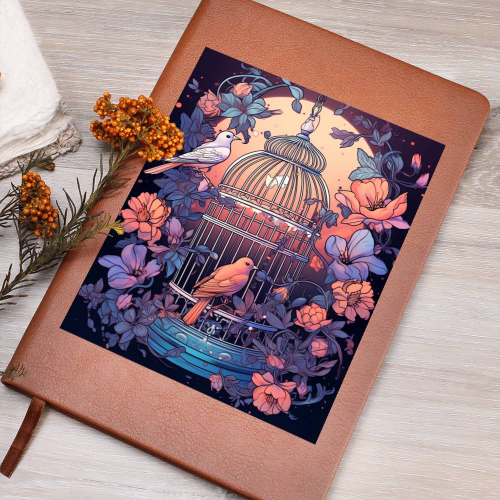 Birds And Floral Design 148 - Vegan Leather Journal