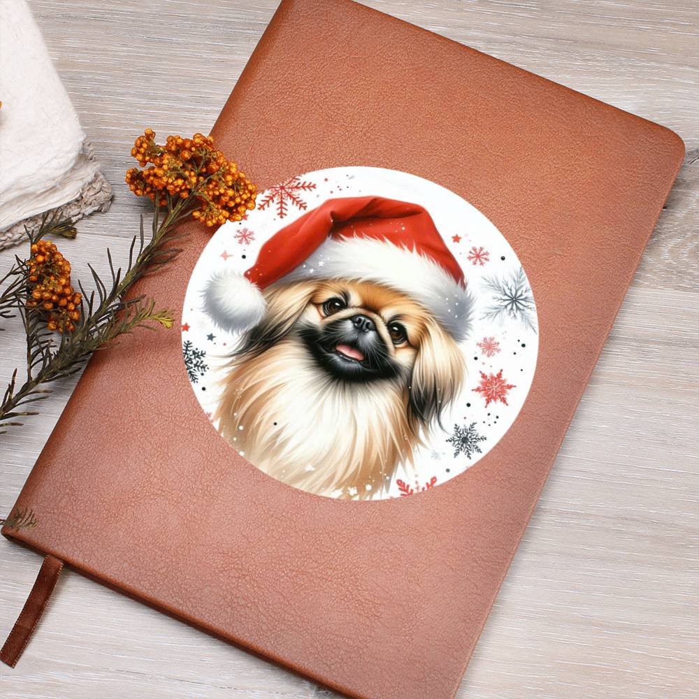 Christmas Dog - Pekingese - Vegan Leather Journal
