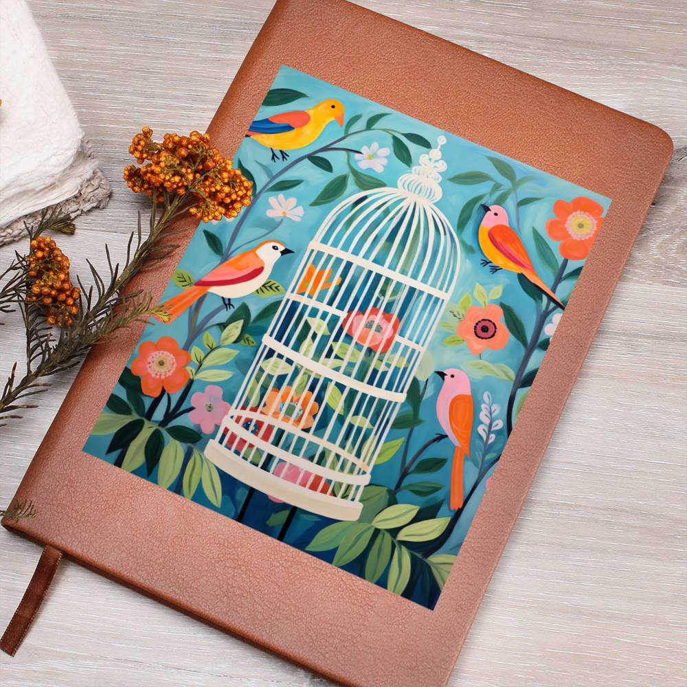 Birds And Floral Design 174 - Vegan Leather Journal