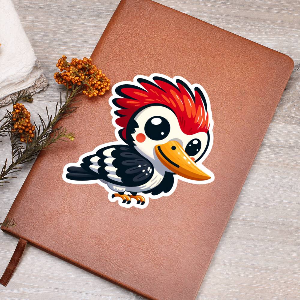 Cute Woodpecker sticker 219 - Vegan Leather Journal