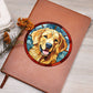 Dog Stained Glass Christmas Design 001 - Vegan Leather Journal