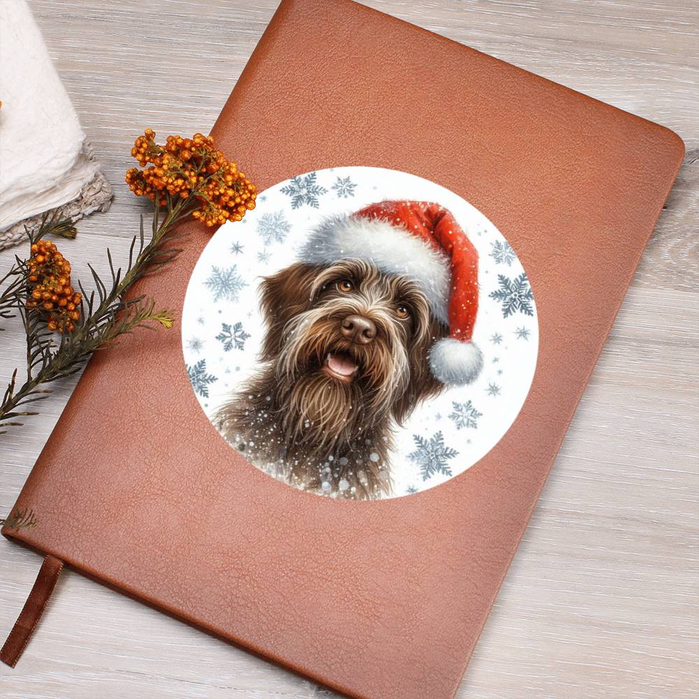 Christmas Dog - Wirehaired Pointing Griffon - Vegan Leather Journal