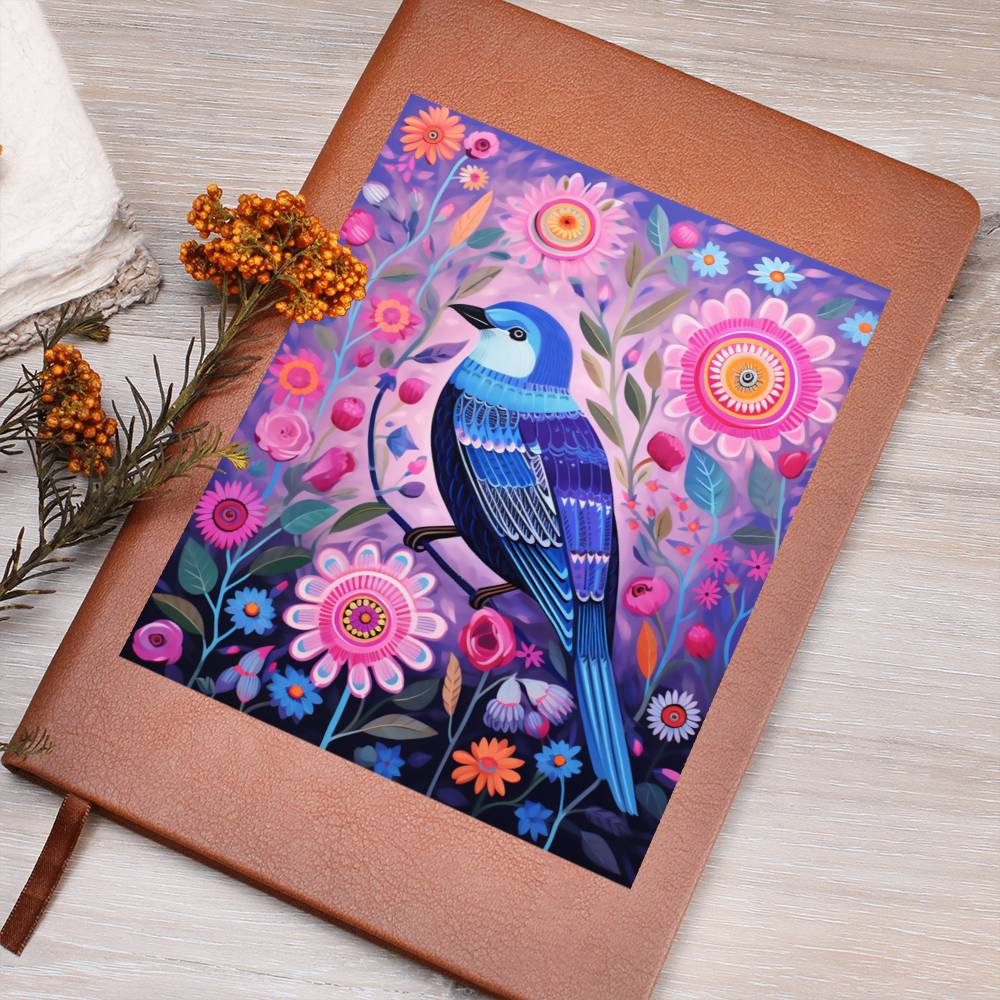 Birds And Floral Design 155 - Vegan Leather Journal