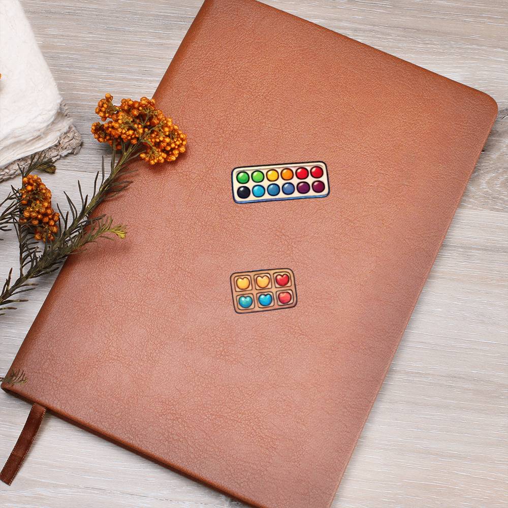 Cute Back to School Sticker 002 - Vegan Leather Journal