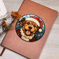 Dog Stained Glass Christmas Design 011 - Vegan Leather Journal