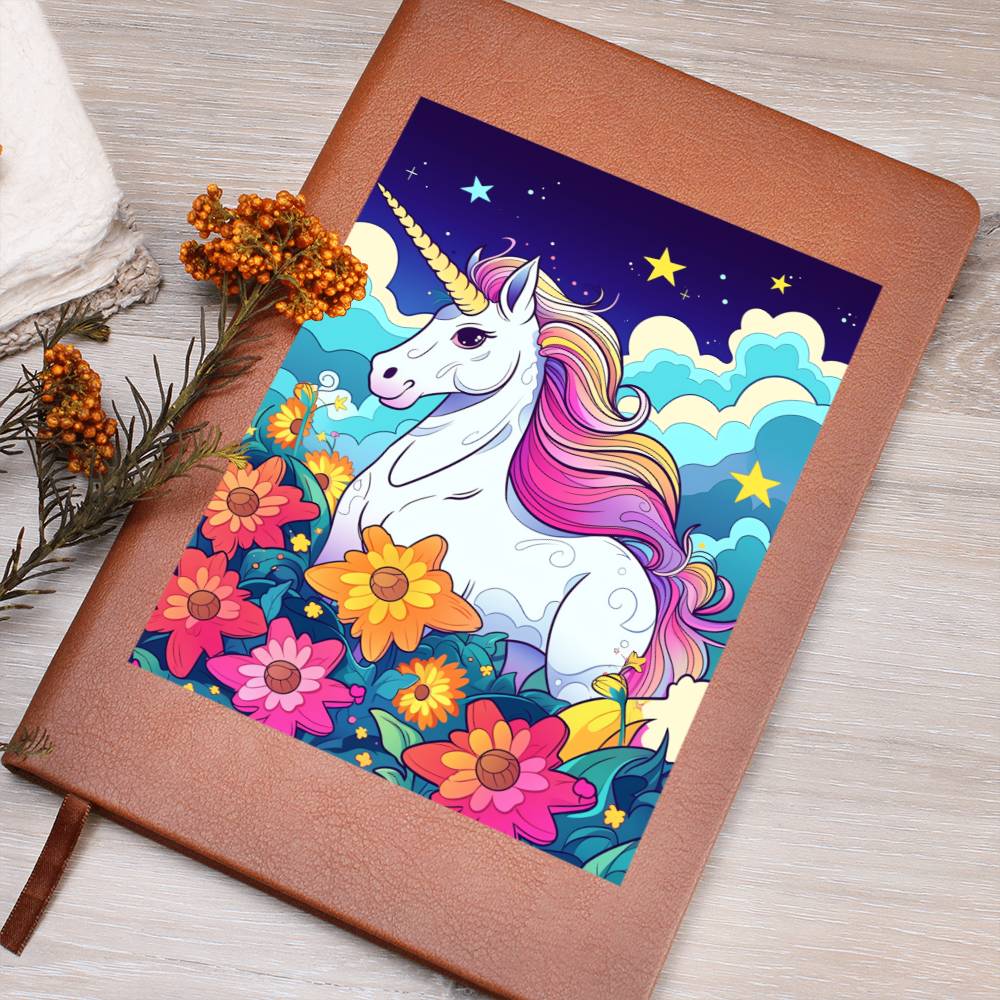 Cute Unicorn 123 - Vegan Leather Journal