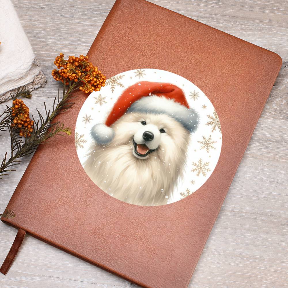 Christmas Dog - Samoyed - Vegan Leather Journal
