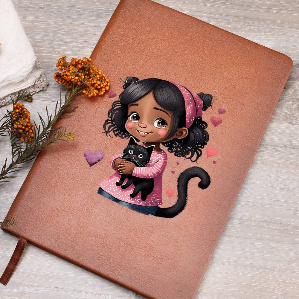 Valentine's Day Black Cat 023 - Vegan Leather Journal