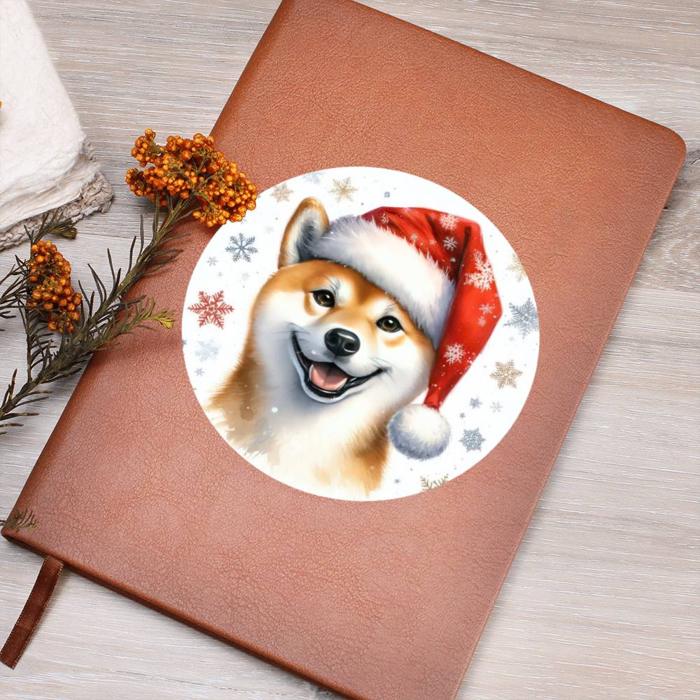 Christmas Dog - Shiba Inu - Vegan Leather Journal
