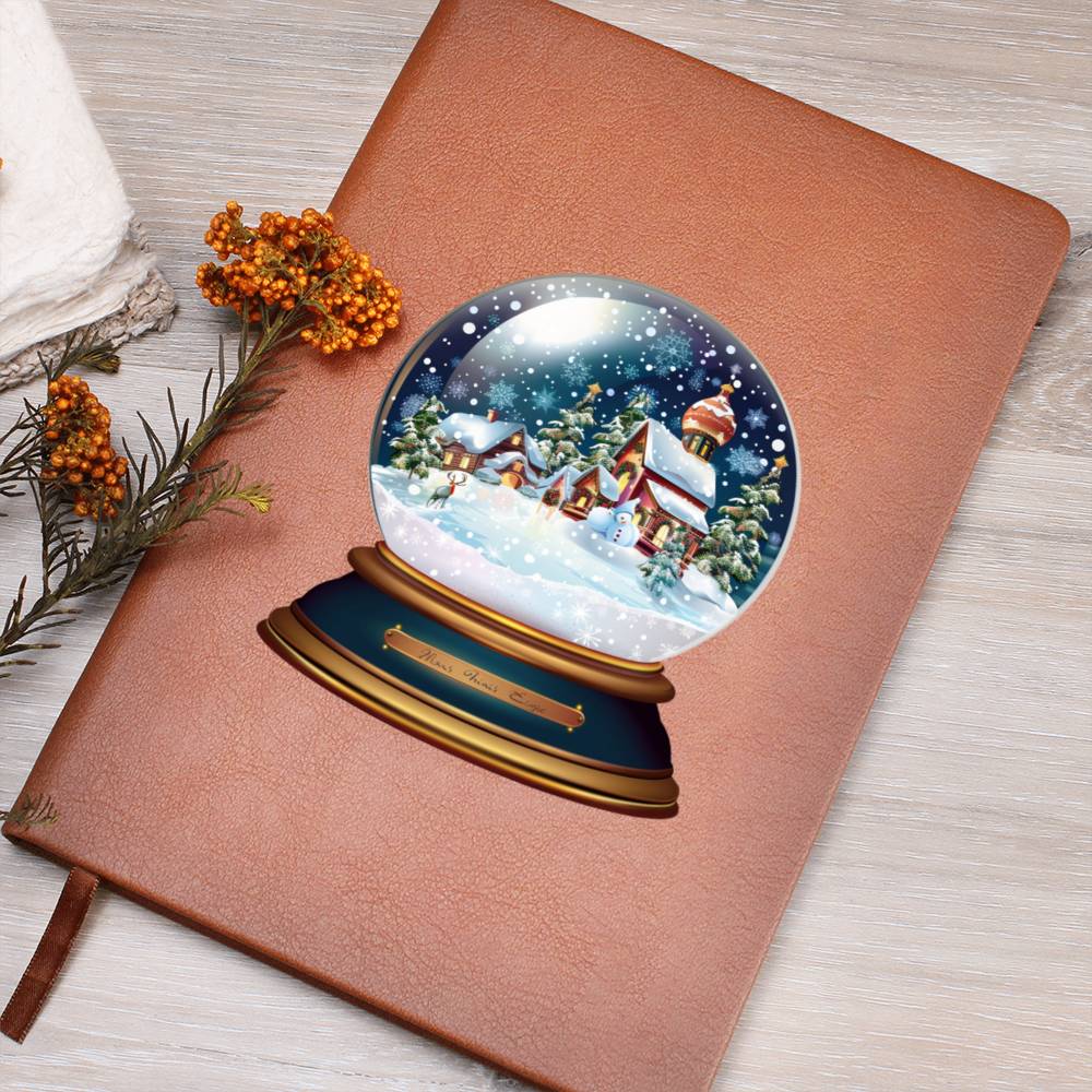 Watercolor Christmas Snow Globe 014 - Vegan Leather Journal