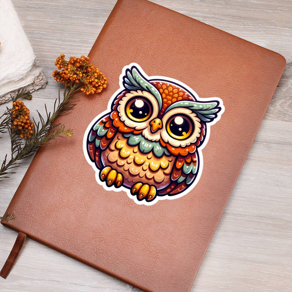 Cute Owl sticker 115 - Vegan Leather Journal