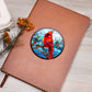 Christmas Red Cardinal Stained Glass Design 009 - Vegan Leather Journal