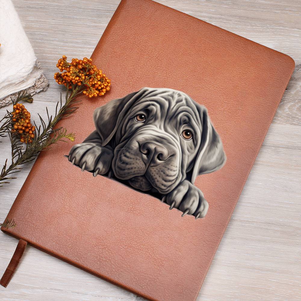 Neapolitan Mastiff Peeking - Vegan Leather Journal