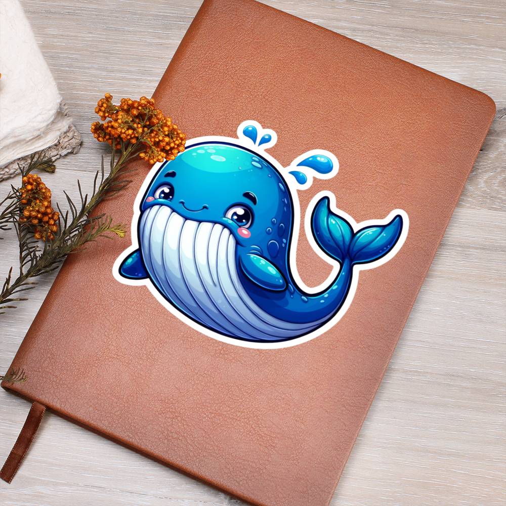 Cute Whale sticker 215 - Vegan Leather Journal