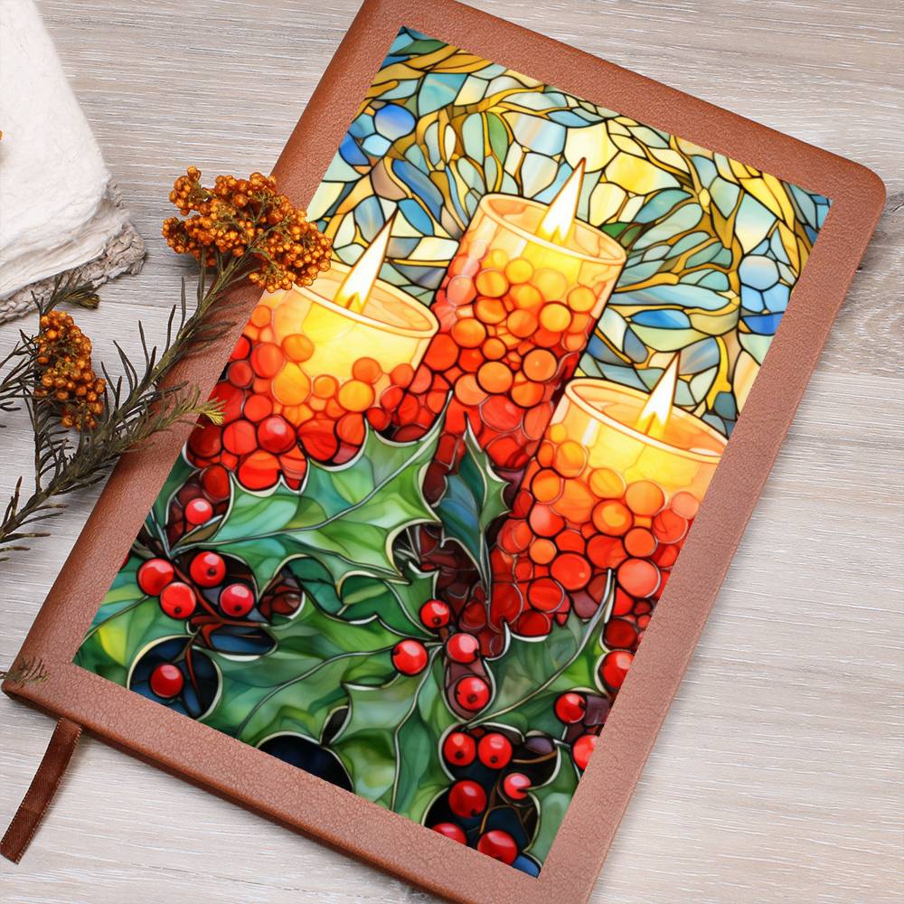 Christmas Stained Glass Design 022 - Vegan Leather Journal