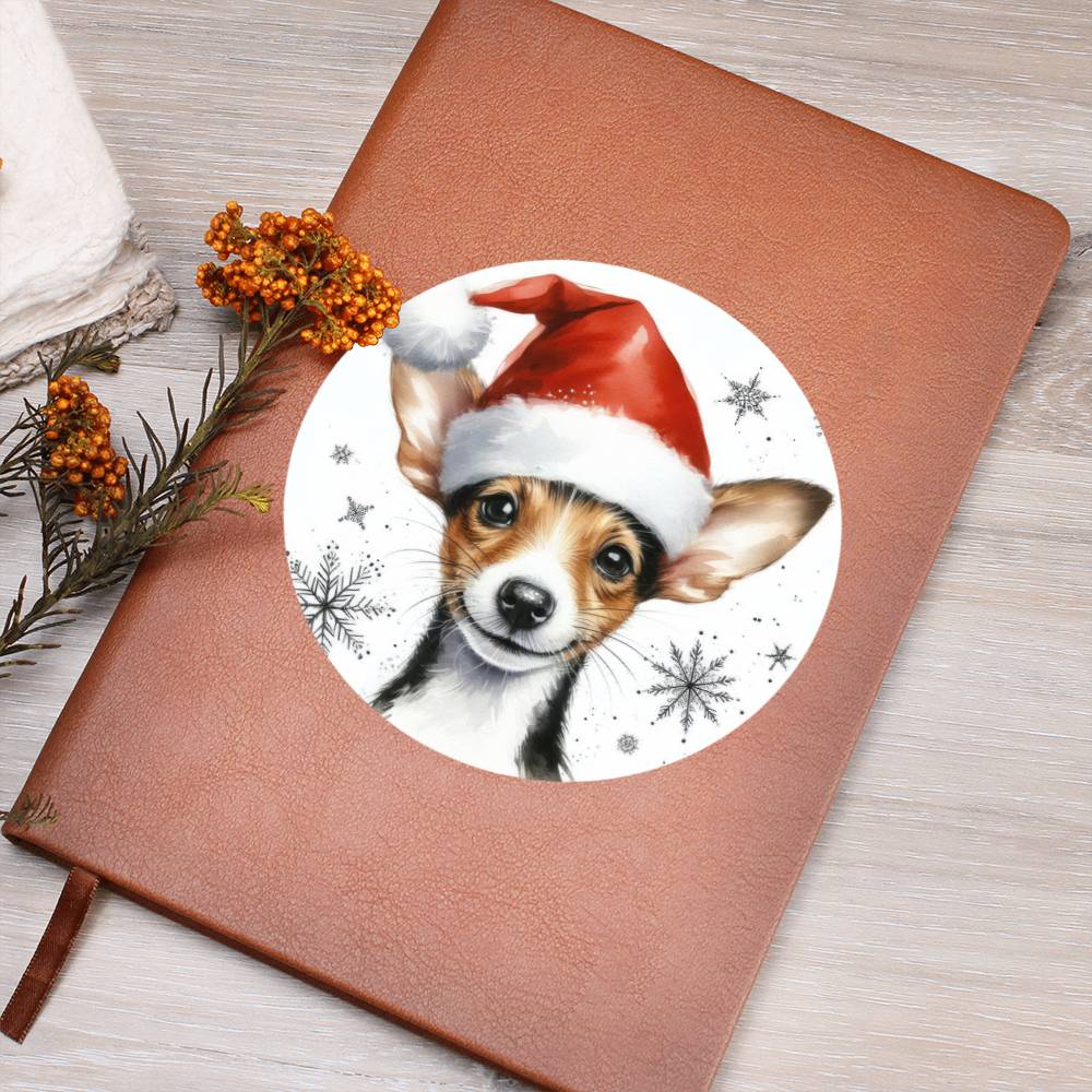 Christmas Dog - Rat Terrier - Vegan Leather Journal