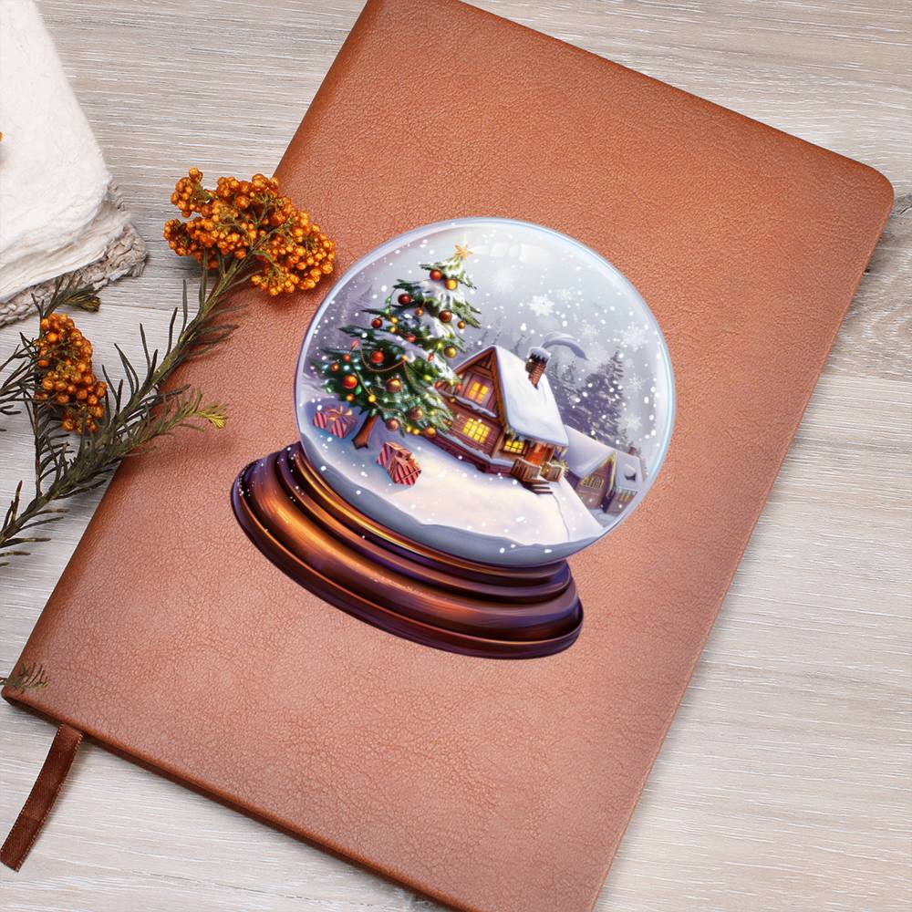 Watercolor Christmas Snow Globe 032 - Vegan Leather Journal